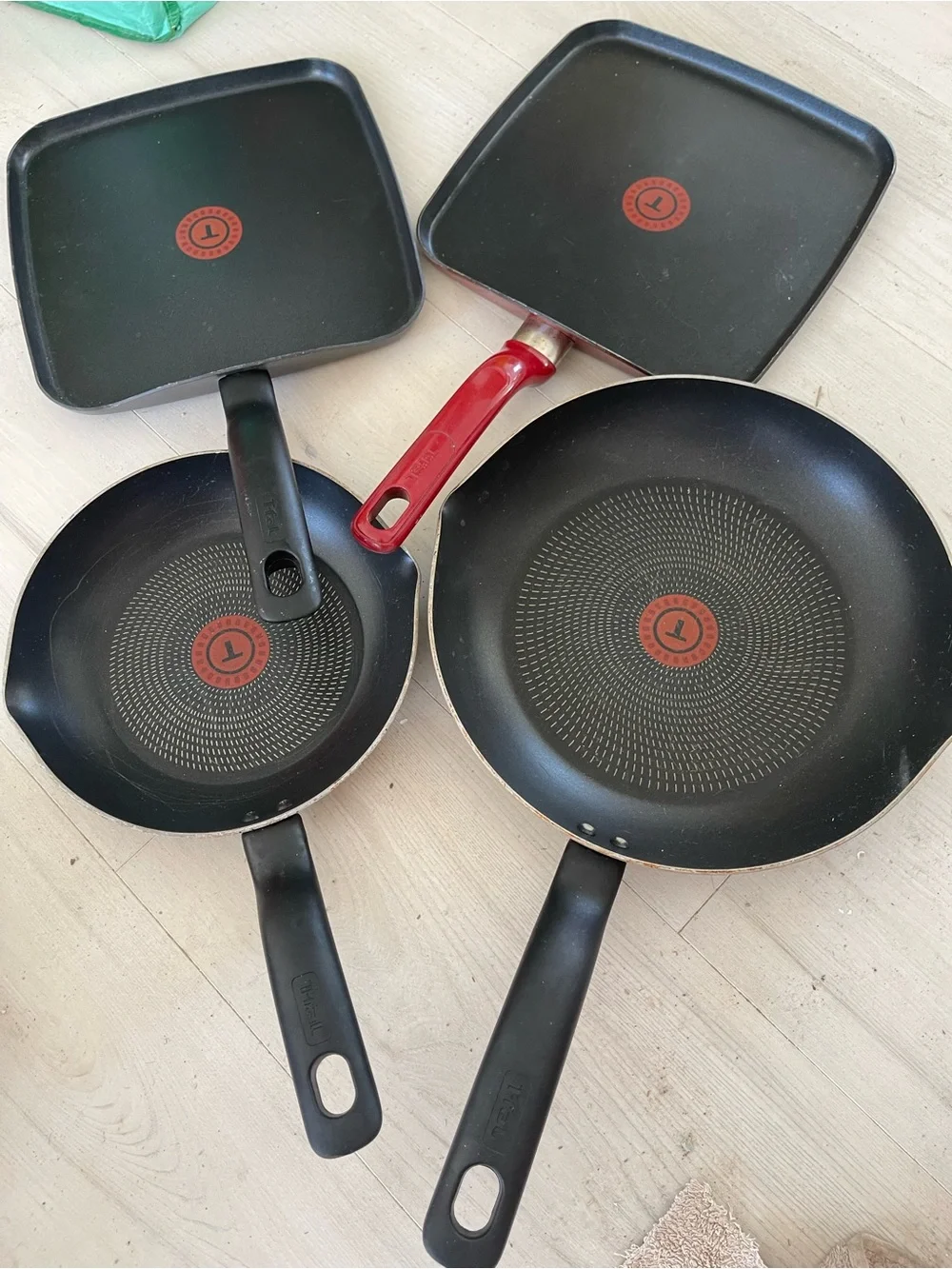 TEFAL Black and Red Nonstick Frying Pan and Grill Set